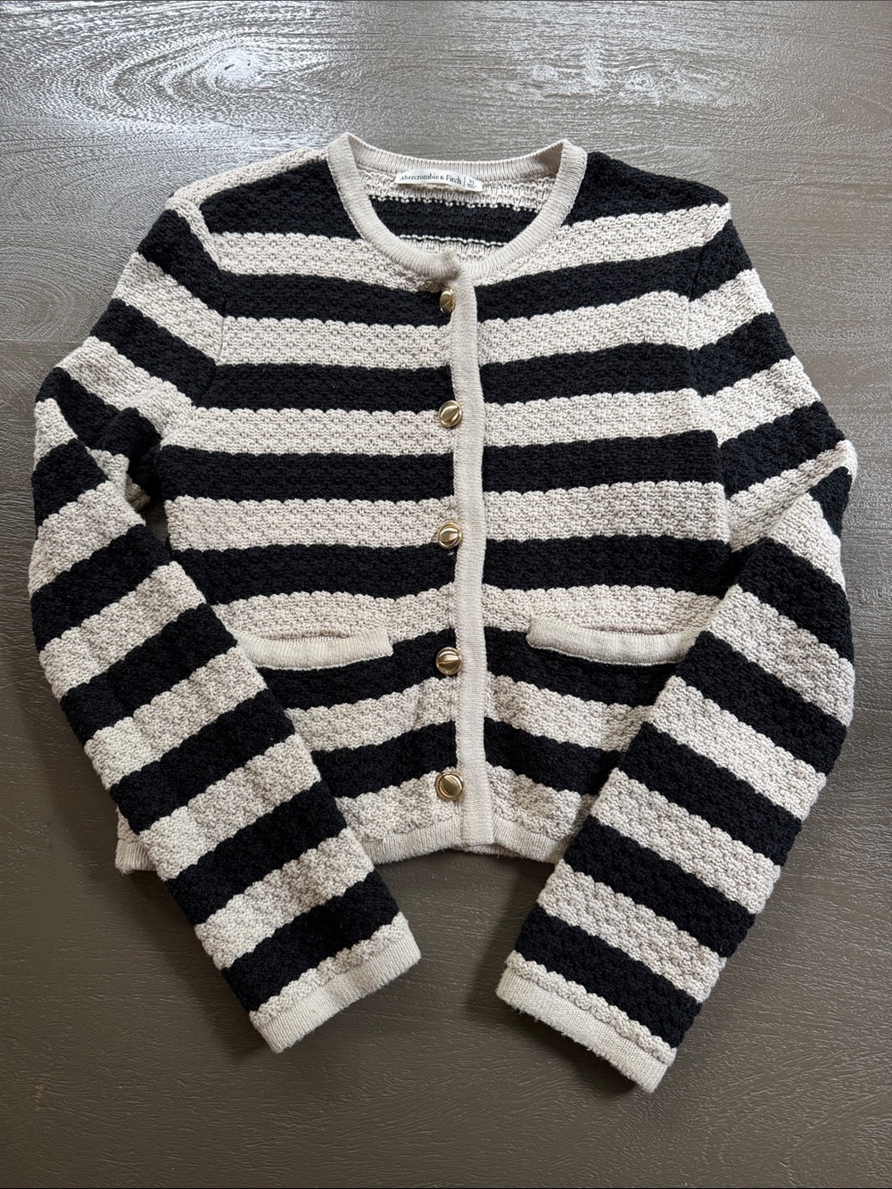 Abercrombie & Fitch Striped Cardigan with gold tone buttons, size XS